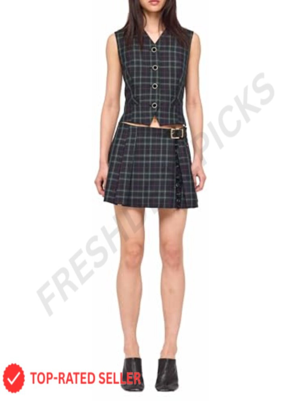 Pleated A-Line Mini Skirt with Zipper Closure
